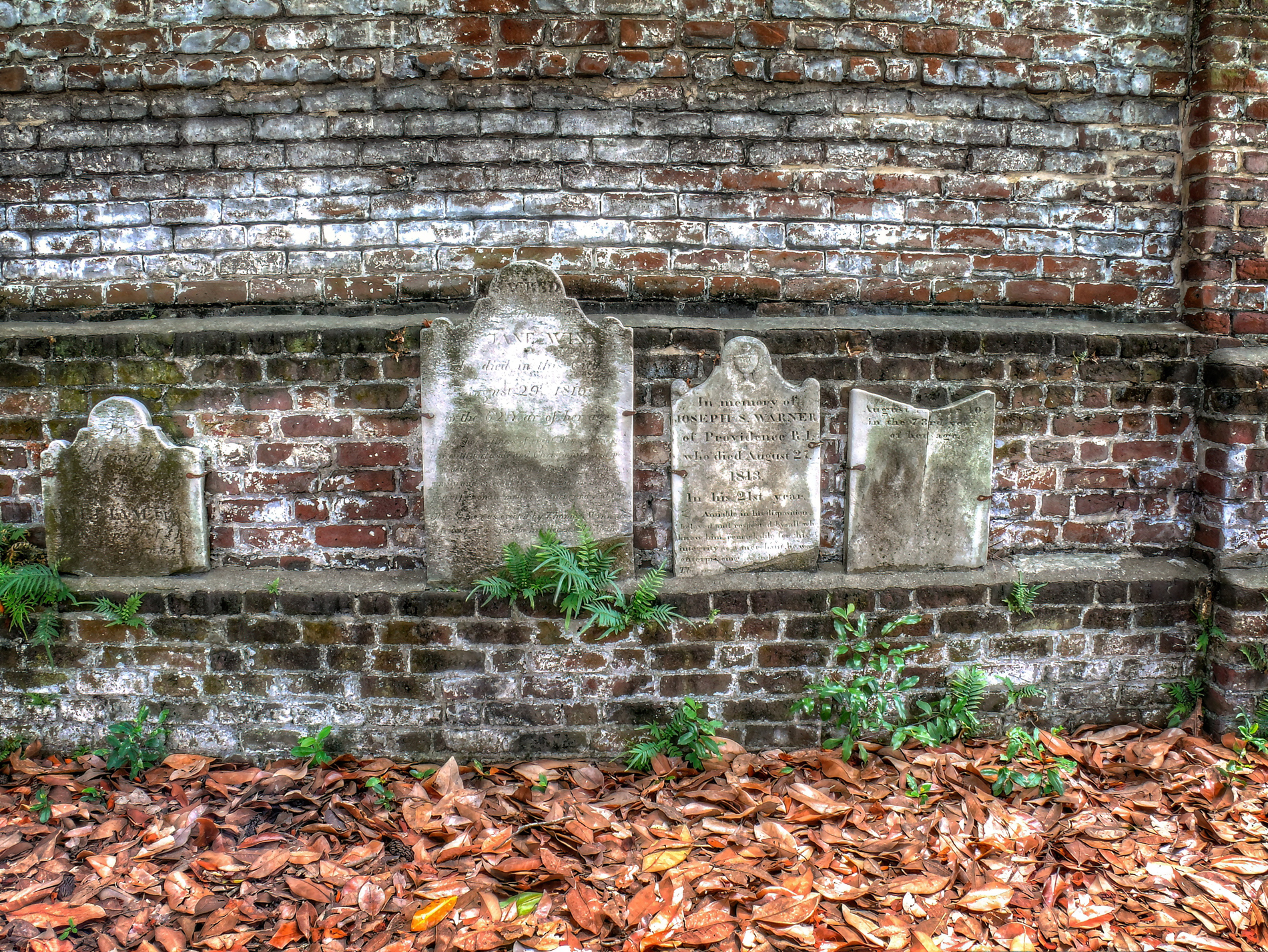 Colonial Park Cemetery Headstones on wall II